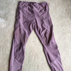 Lavender leggings with slight mesh at the bottom